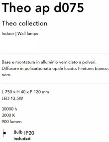 Aplica Led stil minimalist Theo ap d075 alba