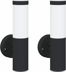 vidaXL Lumină de perete pentru exterior 2 pcs Negru 15 x 7,5 x 33 cm