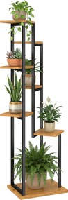 Outsunny Suport de plante cu 7 niveluri, 130 cm înălțime, suport de flori în trepte din lemn, pe mai multe niveluri, maro deschis | Aosom Romania