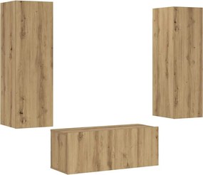 vidaXL Dulapuri TV montate pe perete 3 buc. stejar artizanal lemn