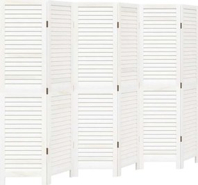 vidaXL Paravan cameră 6 panouri, alb, lemn masiv paulownia