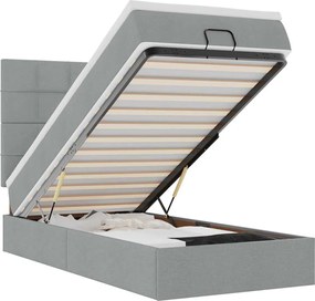 vidaXL Cadru de pat otoman cu saltea țesătură gri deschis 90x190cm