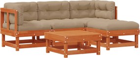 vidaXL Set de lounge pentru grădină 15 pcs Maro Ceară