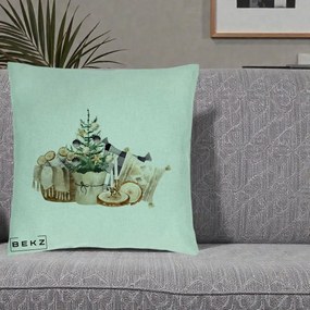 Perna Decorativa Colt Cozy de Craciun Boho, 40x40 cm, Verde Menta, Husa Detasabila, Perna Inclusa, BEKZ®