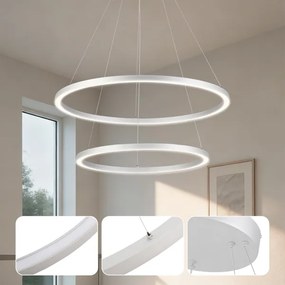 Brilagi-LED Reglabilă, lustra suspendată pe cablu PORTOFINO LED/98W/230V Ø 80 cm, argintie + telecomandă