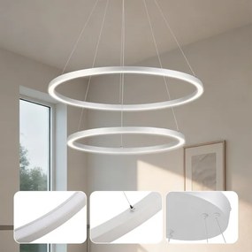 Brilagi-LED Lustră suspendată reglabilă PORTOFINO LED/98W/230V Ø 80 cm argintiu + telecomandă