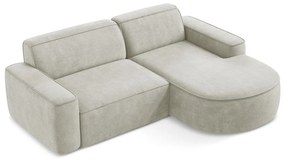 Colțar crem cu tapițerie din chenille (cu colț pe partea dreaptă/cu șezlong) Omao – Makamii