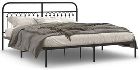 376605 vidaXL Cadru de pat metalic cu tăblie, negru, 183x213 cm
