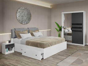 Set mobila dormitor 4 piese Ruben Antracit cu oglinda C31