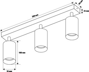 Brilagi - Spot aplicat SELE 3x GU10/30W/230V, negru/decor stejar