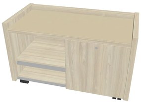 Comodă mobilă Verno 100 x 50 cm cu sticlă, dreapta, salcâm / vanilie