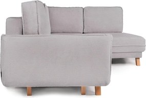 Colțar gri deschis extensibil/cu spațiu de depozitare cu tapițerie din catifea reiată (cu colț pe partea stângă/în formă de ”L”) Tori – Bonami Selection