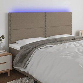 3122294 vidaXL Tăblie de pat cu LED, gri taupe, 160x5x118/128 cm, textil
