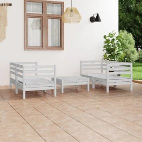 3082398 vidaXL Set mobilier de grădină, 5 piese, alb, lemn masiv de pin