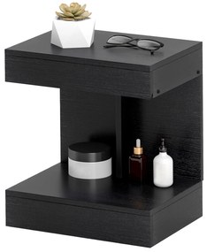 HOMCOM Noptieră, masă laterală cu sertar și raft, masă de cafea modernă cu funcție de raft pentru diferite camere, Negru | Aosom Romania