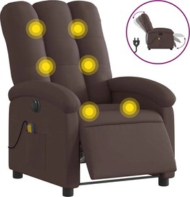 vidaXL Fotoliu electric de masaj rabatabil, maro închis, textil