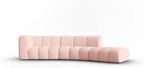 Canapea Lupine cu 5 locuri pe semirotund, colt pe partea dreapta si tapiterie din tesatura structurala, roz