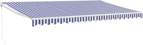 vidaXL Copertină retractabilă albastru/alb, 5x3 m, textil/aluminiu