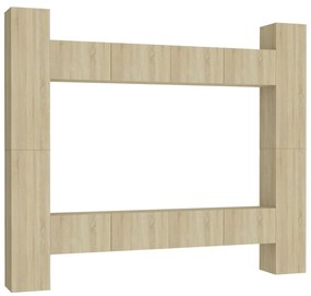 3078966 vidaXL Set de dulapuri TV, 8 piese, stejar sonoma, lemn prelucrat