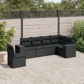 3254962 vidaXL Set mobilier de grădină cu perne, 6 piese, negru, poliratan