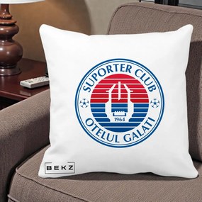 Perna Personalizata Otelul Galati Suporter Club 1964, 40x40 cm, Alba Mata, Husa Detasabila, Perna Inclusa, BEKZ®