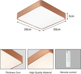 BRILAGI - corp de iluminat LED dimabil de tavan POOL SQUARE LED/48W/230V 50x50 cm bronz + telecomandă