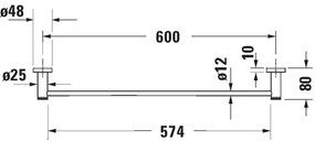 Duravit 99241000 - Bară pentru prosoape de perete D-CODE, 64,5 cm, crom lucios