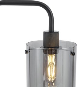 Lampă de podea de design neagră cu sticlă fumurie - Domo
