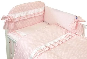 AMY - Lenjerie 3 piese Cu protectie laterala Baby Chic din Bumbac, 120x60 cm, Roz