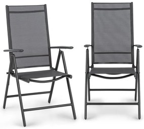 Blumfeldt Almeria Garden Chair, scaun pliabil, set de 2 bucăți, 56,5 x 107 x 68 cm, ComfortMesh, antracit