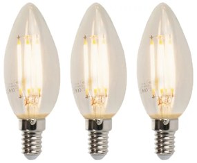 Set de 3 becuri LED E14 cu luminozitate reglabilă tip lumânare B35 5W 380lm 2700K