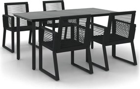 vidaXL Set mobilier de grădină, 5 piese, negru, ratan PVC