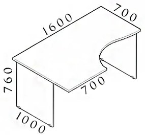 Birou ergonomic Visio 160 x 100 cm, stanga, nuc