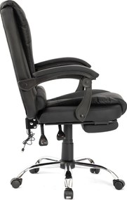 RESIGILAT- Scaun directorial, Masaj în perna lombară, Suport picioare, Rabatabil, piele PU, Negru