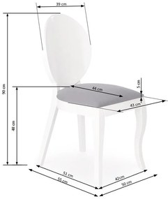 Scaun de bucătărie Verdi, alb / gri