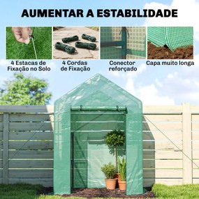 Outsunny Seră de Grădină 143 x 73 x 195 cm cu Rafturi cu 2 Etaje, Verde | Aosom Romania