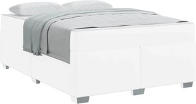 vidaXL Cadru de pat cu saltea Alb 140 x 200 cm țesătură