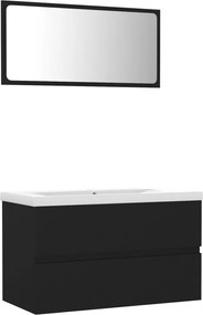 vidaXL Set mobilier de baie, negru, lemn prelucrat