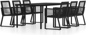 vidaXL Set de mobilier pentru grădină, 7 piese, negru