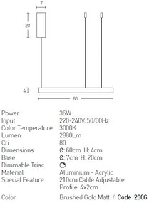Lustra LED design modern circular ROTUNDA 60cm