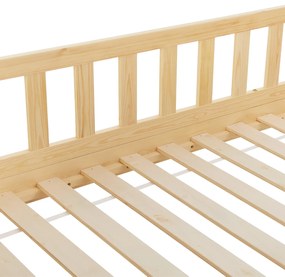 Patut Marli 90 x 200 cm cu 2 sertare si grilaj sipci - natural