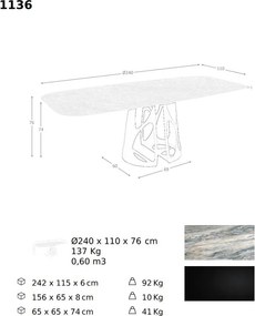 Masa deosebita design LUX Oval Barrel 240x110cm