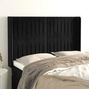 3119868 vidaXL Tăblie de pat cu aripioare, negru, 147x16x118/128 cm, catifea