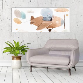 Tablou - Acuarelă elefant într-un avion (120x50 cm)