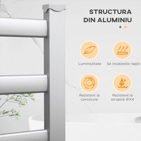 Incalzitor electric pentru prosoape , din aluminiu cu 6 bare, argintiu HOMCOM | Aosom RO