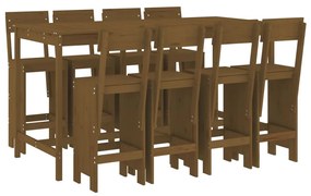 3157820 vidaXL Set mobilier bar de grădină, 9 piese, maro miere lemn masiv pin