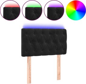 vidaXL Tăblie de pat cu LED, negru, 80x7x78/88 cm, catifea