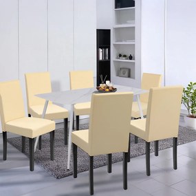 Set de masă Megan 6+1 alb-bej