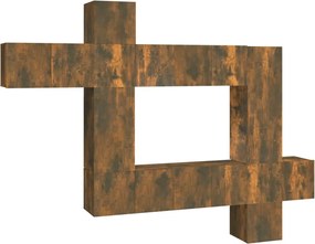 vidaXL Set dulapuri TV, 10 piese, stejar fumuriu, lemn prelucrat