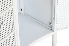 Bufet vintage din metal perforat, finisaj alb antichizat, 101×42×85 cm, „Merej"